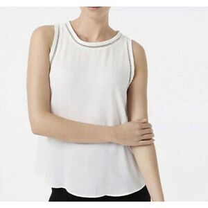 J.CREW Sleeveless Top Women 10 Ivory NEW Ladder Trim Lightweight Base AD366
